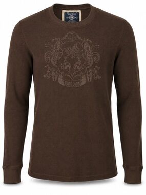 Bluenotes Brown Waffle Knit Graphic Thermal Long Sleeve Shirt XL